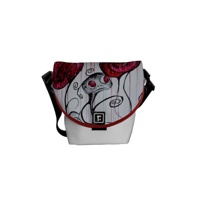 Cute and Creepy Creature Art Mini Messenger Bag (Front)