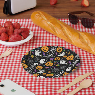 Cute and Creepy Skeletons For Halloween Paper Plate