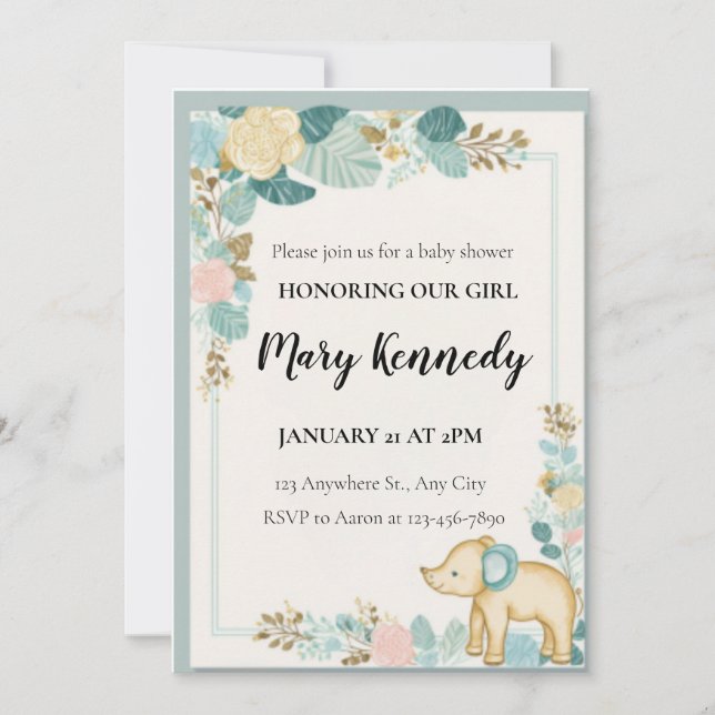 Cute and Cuddly Baby Shower Template (Front)