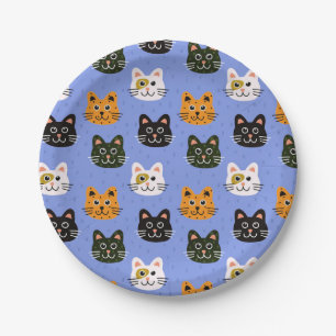 Cute and Cuddly Cartoon Cats, colourful and fun,  Paper Plate