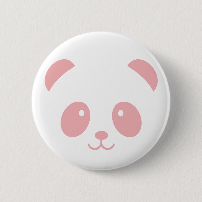 Cute and Cuddly Pink Panda Pin Button (Front)