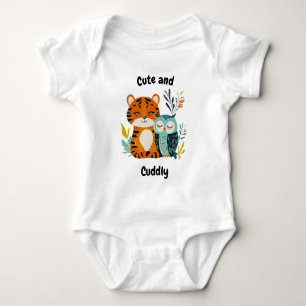Cute and Cuddly Tiger and Owl - Adorable Animals Baby Bodysuit