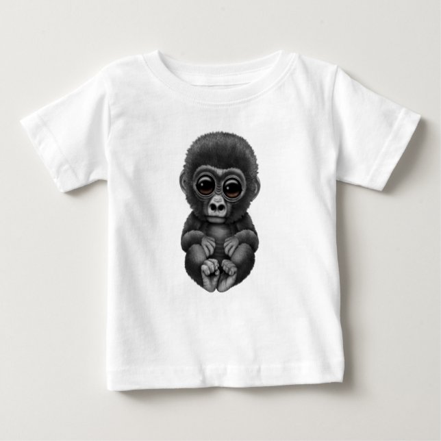 Cute and Curious Baby Gorilla Baby T-Shirt (Front)