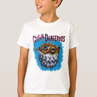 Cute And Dangerous Puffer Fish Blue T-Shirt