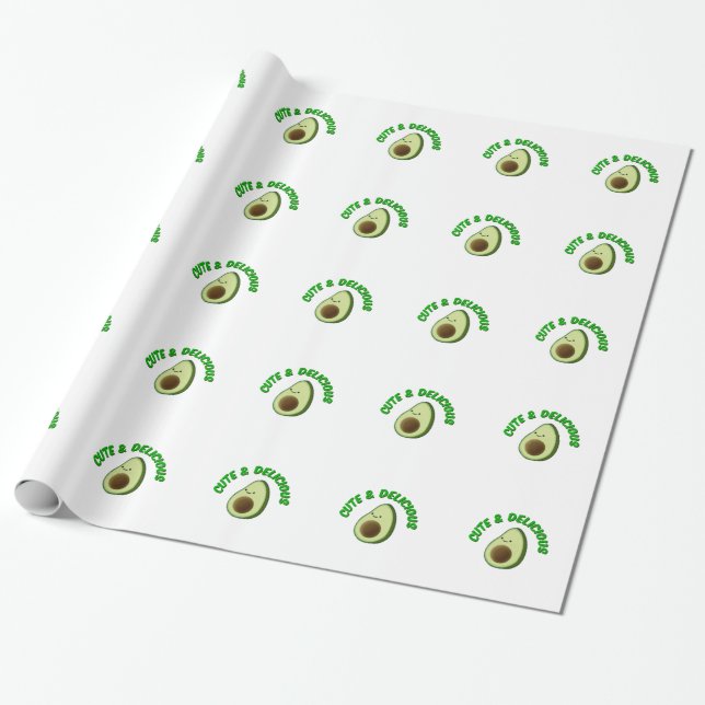 Cute And Delicious Avocado Wrapping Paper (Unrolled)