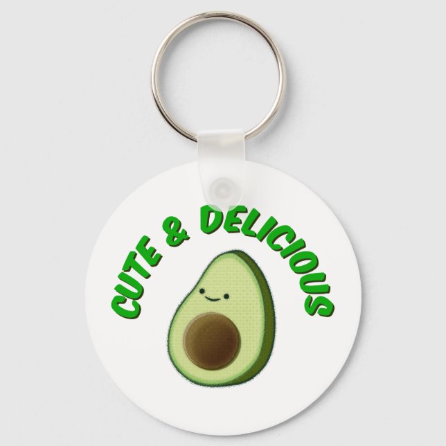 Cute And Delicious Green Avocado Key Ring (Front)