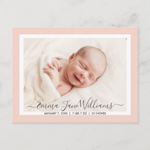 Cute and Elegant Birth Announcement Photo Postcard