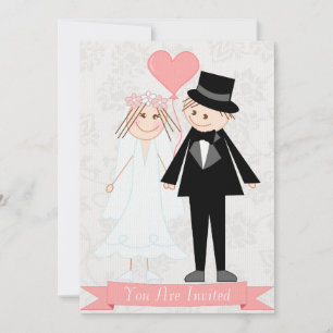 Cute and elegant cartoon couple invitation