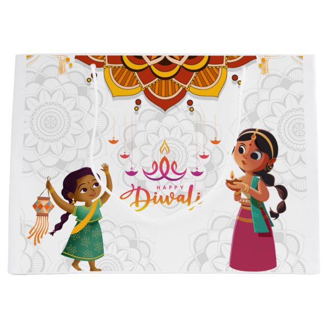 Cute and Elegant Diwali Large Gift Bag (Front)
