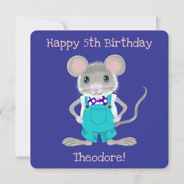 Cute and elegant little mouse custom Birthday Card (Front)