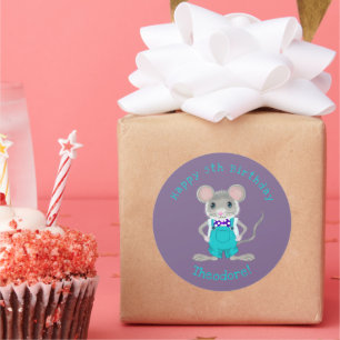 Cute and elegant little mouse custom Birthday Classic Round Sticker