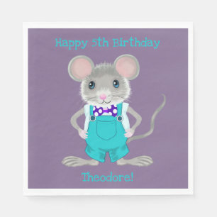 Cute and elegant little mouse custom Birthday Napkin