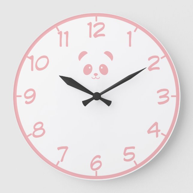 Cute and Elegant Pink Panda | Wall Clock (Front)