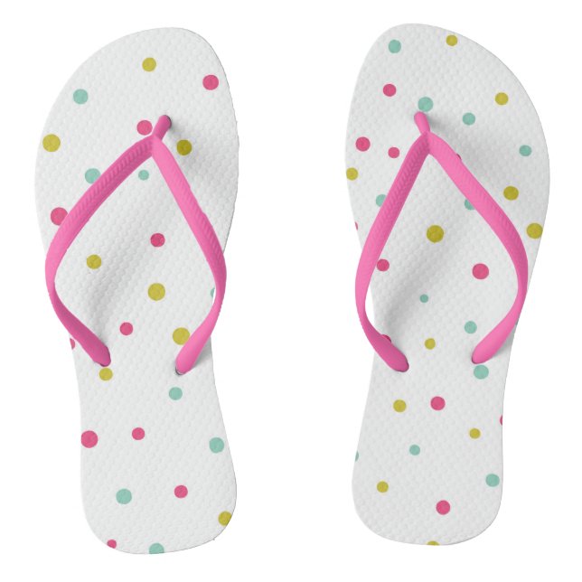 Cute and Festive Colourful Confetti Dots Pattern Thongs (Footbed)