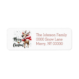 Cute and Festive Holiday Reindeer Return Address Label