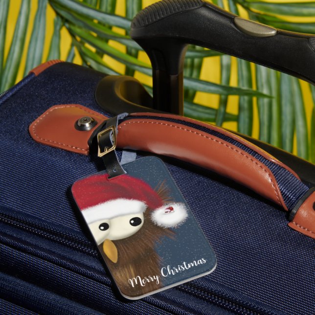 Cute and Festive Owl Luggage Tag (Front Insitu 1)