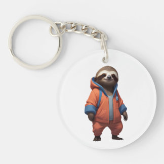 Cute and Friendly Sloth Illustration Key Ring