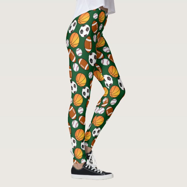 Cute and Fun Different sport theme Pattern Sporty Leggings (Right)