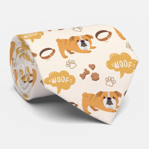 Cute and Fun Dog Pattern (Bulldog) Tie