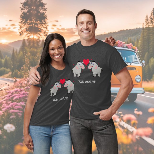 Cute and fun elephant couple with heart - custom  T-Shirt (Creator Uploaded)