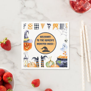 Cute and fun halloween watercolor paper napkin