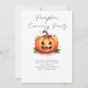Cute and Fun Jack-O' Lantern Pumpkin Carving Party Invitation