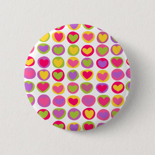 Cute and Fun Multicolor Valentine's Day Hearts 6 Cm Round Badge