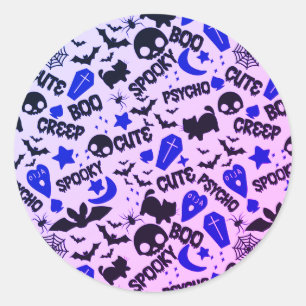 Cute and Fun Purple, Blue and Black Halloween Classic Round Sticker
