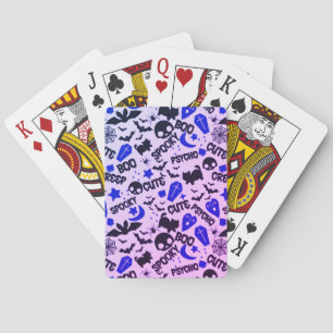 Cute and Fun Purple, Blue and Black Halloween Playing Cards