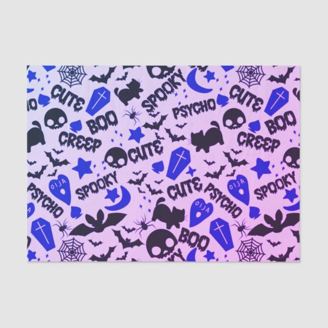 Cute and Fun Purple, Blue and Black Halloween Tissue Paper (Front)