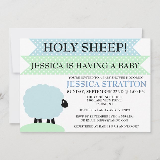 Cute and Fun Sheep Baby Shower invite - customise (Front)