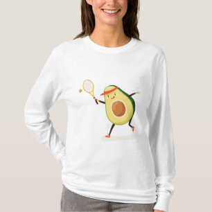 Cute and funny avocado playing tennis in cap playe T-Shirt