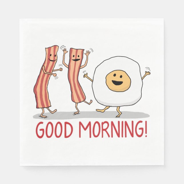 Cute and Funny Bacon and Egg Good Morning Napkin (Front)