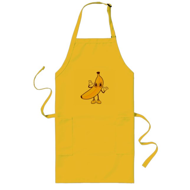 Cute and Funny Banana Cartoon Long Apron (Front)