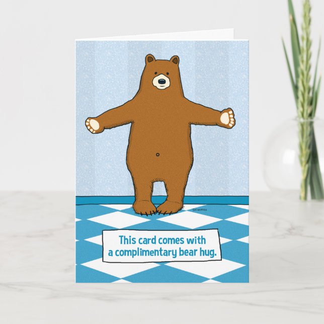 Cute and Funny Bear Hug Birthday Card (Front)
