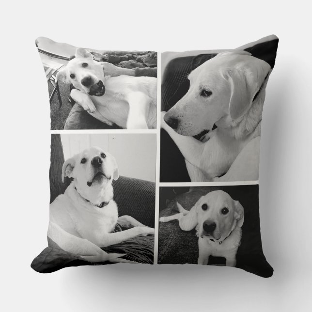 Cute and Funny Black and White Dog Photos Cushion (Front)