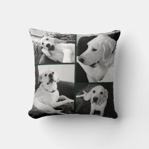Cute and Funny Black and White Dog Photos Green   Cushion