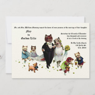 Cute And Funny Bride & Groom Wedding Cats Invitation