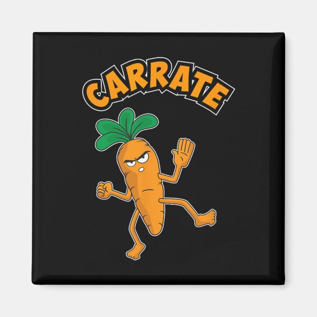 Cute And Funny Carrate Karate Training Carrot Pun  Magnet (Front)