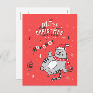Cute and Funny Cat Christmas joyful Greetings Holiday Postcard
