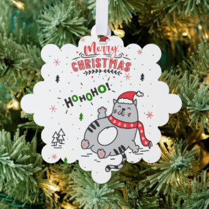 Cute and Funny Cat Christmas joyful Greetings Tree Decoration Card