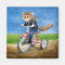 Cute and funny cat & mouse riding tricycle magnet