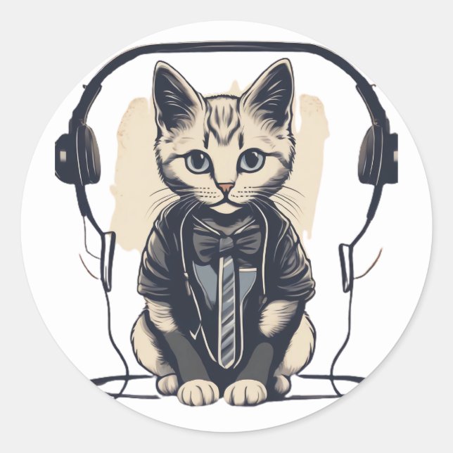 cute and funny cats wearing clothes classic round sticker (Front)