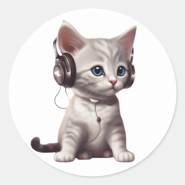 cute and funny cats wearing clothes classic round sticker (Front)