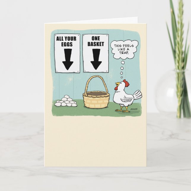 Cute and Funny Chicken and Eggs Birthday Card (Front)
