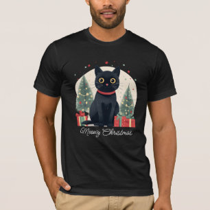 Cute And Funny Christmas Black Cat T-Shirt