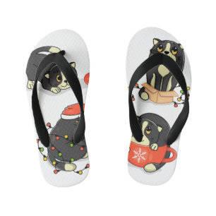Cute and Funny Christmas Cats Kid's Thongs