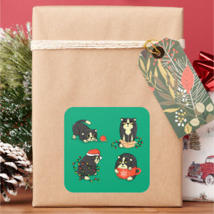 Cute and Funny Christmas Cats Square Sticker