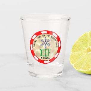 Cute and Funny Christmas Elf in Charge Shot Glass