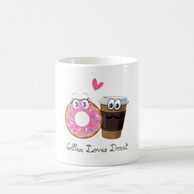 Cute and funny coffee loves doughnut mug (Center)